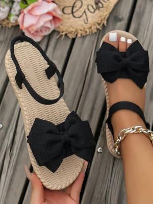 Royal Zee Bow Tie Flat Shoes Home platform sandals