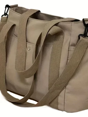 Large Capacity Nylon Crossbody Bag Casual Solid Color Messenger Shoulder Bag with Removable Strap